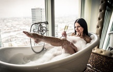 Seductive Woman Taking Relaxing Bath In Her Jacuzzi