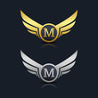 Wings Shield Letter M Logo Template 
