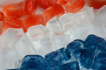 Red, white and blue patriotic ice cubes for July 4th Independence Day