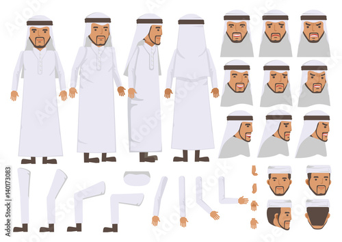Arab Man Character Creation Set Icons With Different Types