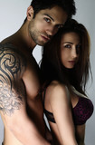 Handsome Couple Posing In Underwear, Portrait Stock Photo, Picture and  Royalty Free Image. Image 65637701.