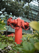 SINGLE RED FIRE HYDRANT, CITY HALL, SINGAPORE