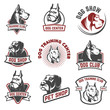 Dog shop, dog training center emblem templates isolated on white background. Design elements for logo, label, sign. Vector illustration
