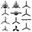 Set of the airplane propellers. Design elements for logo, label, sign. Vector illustration