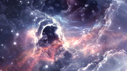 Wall Mural - plasmatic nebula, deep outer space background with stars