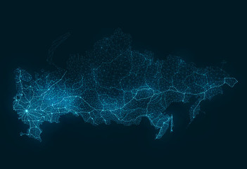 Poster - Abstract Telecommunication Network Map - Russia
