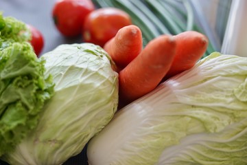 Canvas Print - Variety of fresh vegetables is a food that provides high vitamins.