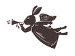 Easter symbol. Rabbit plays the trumpet. Vector illustration