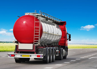 Wall Mural - Petrol tanker on the asphalt road,