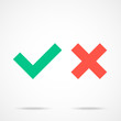 © Jane Kelly - Check marks icons set. Tick ​​and cross checkmarks. Flat design vector illustration