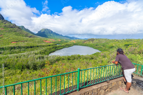 Fotomural Historic Hawaiian Menehune Fishpond Overlook, Kauai island, Hawaii