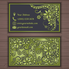 Colorful floral ornamental business card element