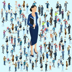 Wall Mural - Businesswoman big boss leader 