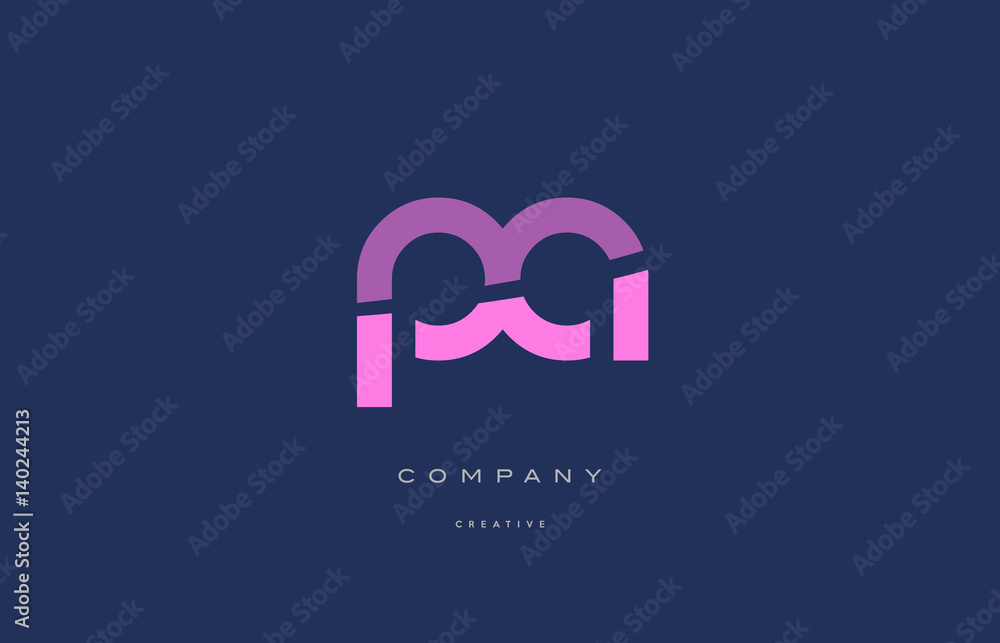 pa p a  pink blue alphabet letter logo icon - obrazy, fototapety, plakaty 