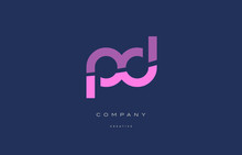 Pd P D  Pink Blue Alphabet Letter Logo Icon