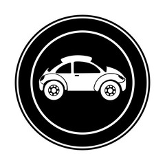 Poster - monochrome circular frame with sports car in side view vector illustration