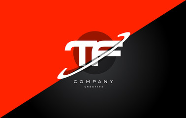 tf t f  red black technology alphabet company letter logo icon