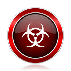 Aufkleber - Biohazard red silver metallic web and smartphone vector icon isolated on white background.