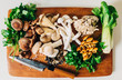 Mushroom Selection on Chopping Board