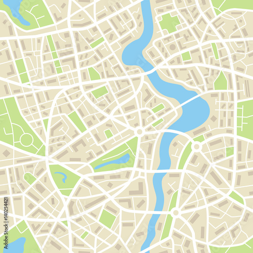 Plakat Miasto mapy abstrakcjonistyczny bezszwowy wzór - ilustracja