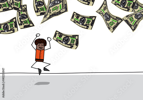 Personnage Qui Saute De Joie Devant Des Billets De 100 Dollars Qui Tombent Stock Vector Adobe Stock Personnage Qui Saute De Joie Devant Des Billets De 100 Dollars Qui Tombent Stock Vector Adobe Stock