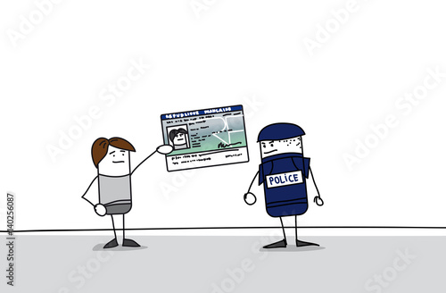 Fotografie, Obraz Carte d'identité française et contrôle de police