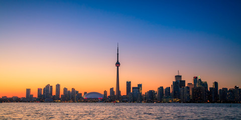 Wall Mural - View of Toronto Cityscape during sunset taken from Toronto Central Island