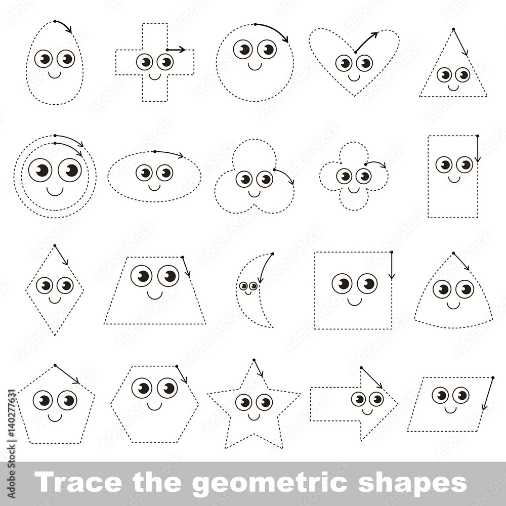 Tracing tutorial for kids to learn geometric shapes.