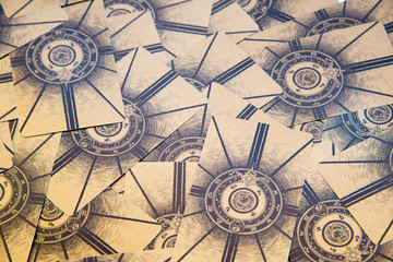  Tarot cards. Labirinth tarot deck. Esoteric background.