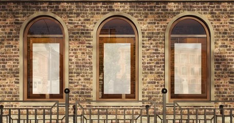 Wall Mural - 4k. storefront with blank posters at day.