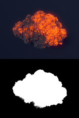 Wall Mural - explosion with black smoke in dark 3d rendering