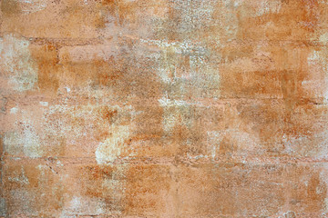 Wall Mural - old stain orange zinc wall for textured background