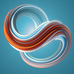 Leinwandbilder - Red and blue colored twisted shape. Computer generated abstract geometric 3D render illustration