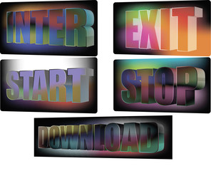 Buttons for the site enter exit stop start download 