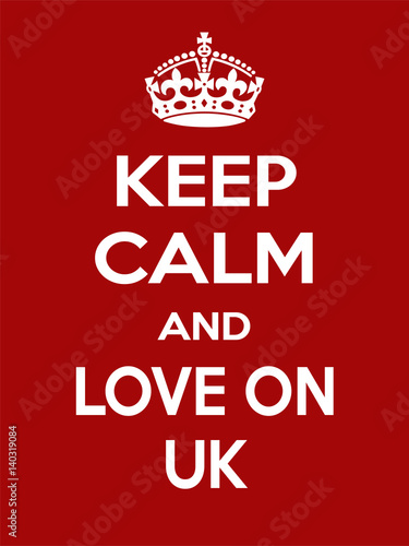 Naklejka na szybę Vertical rectangular red-white motivation the love on UK poster based in vintage retro style