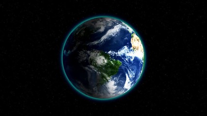 Wall Mural - Realistic Earth Rotating on Black (Loop). Globe is centered in frame, with correct rotation in seamless loop. Texture map courtesy of NASA.