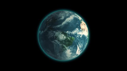 Wall Mural - Realistic Earth Rotating on Black (Loop). Globe is centered in frame, with correct rotation in seamless loop. Texture map courtesy of NASA.