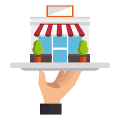 Sticker - store building front icon vector illustration design