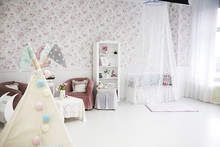 Children's Room With A Bed And A Canopy