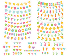 Easter Vector Bunting And Decoration Set. Used Pattern Brushes Incuded