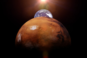 Wall Mural - mars, earth and the sun