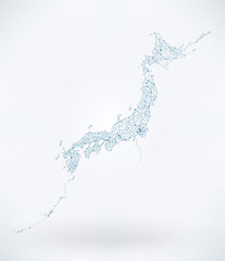 Poster - Abstract Telecommunication Network Map - Japan