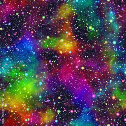 Cotton fabric Abstract colorful universe, Nebula night starry sky, Multicolor outer space, Galactic texture background, Seamless illustration