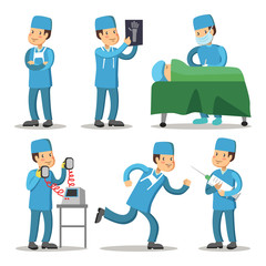 Wall Mural - Hospital Medical Staff Character. Surgeon Doctor Cartoon. Vector illustration