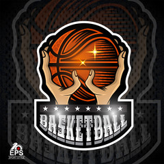 Wall Mural - Basketball ball revolve on a finger. Sport logo for street ball