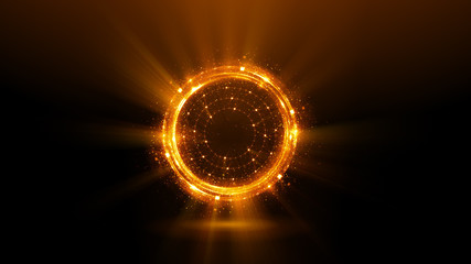 Wall Mural - abstract neon background. luminous swirling. glowing spiral cover. black elegant. halo around. power