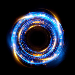 Wall Mural - abstract neon background. luminous swirling. glowing spiral cover. black elegant. halo around. power