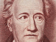Johann Wolfgang von Goethe (1749-1832) face portrait on Germany 20 mark (1964) banknote closeup, genius German writer, poet, novelist and playwright.