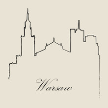 Calligraphic Skyline  Of Warsaw   - Vector Illustration