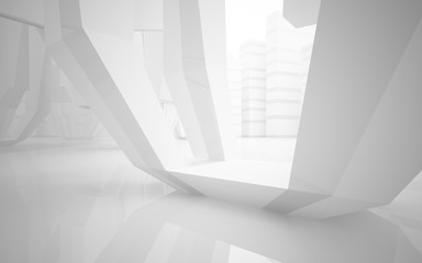  White Abstract architectural background whith gray lines . 3D illustration and rendering